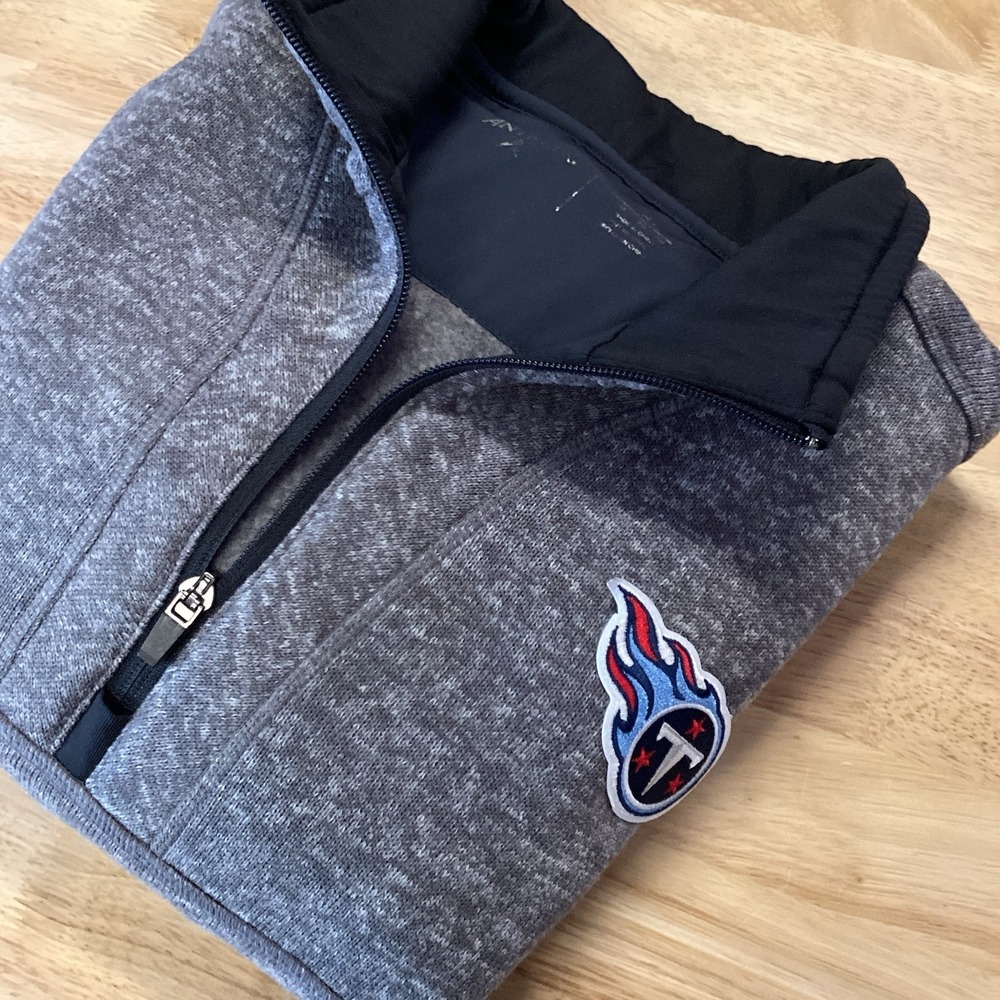 Mens Antigua Tennessee Titan Fortune 1/4 Zip Pullover Fleece Jacket Gray X-LARGE